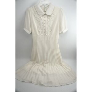 Glory‎ Connection Dress Size S Cream Lace Bib Pleated Chiffon New with tags